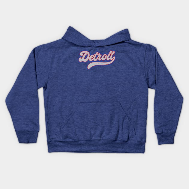 Detroit, MI // Retro Typography Design Kids Hoodie by DankFutura